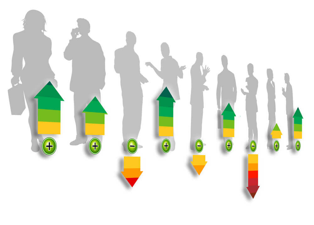 Factors-to-Engage-Any-Employee Factors to engage any employee Up and down arrows on silhouettes of employees indicate their level of engagement